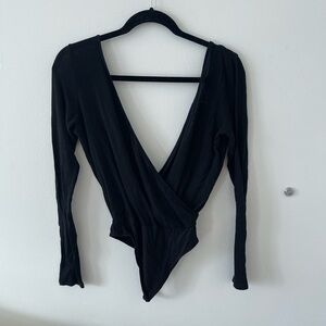 Aritzia Black Long Sleeve Bodysuit